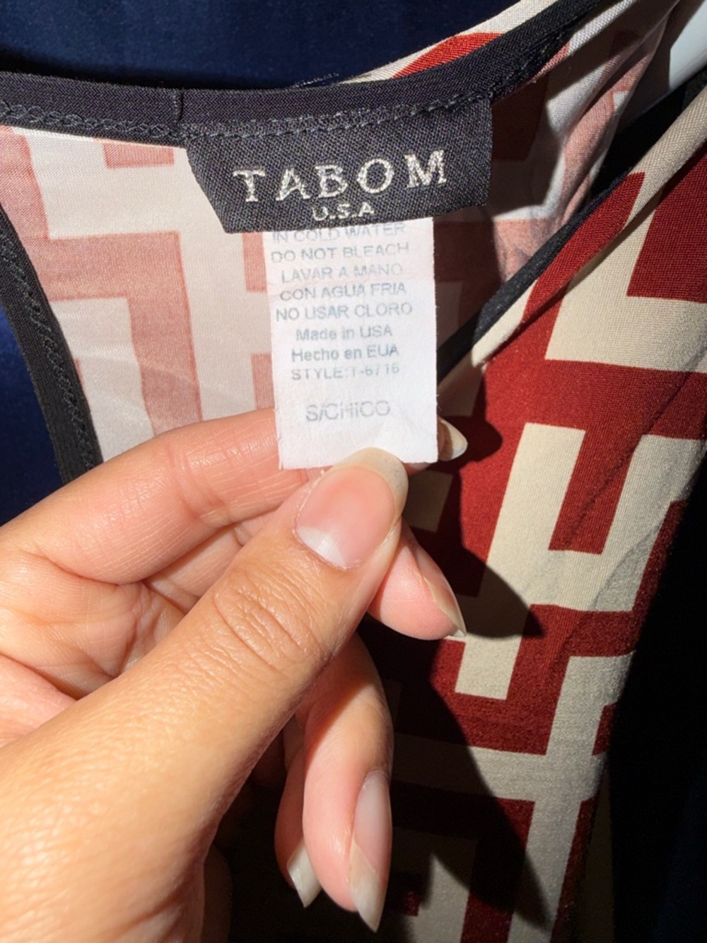 Tabom Red & Cream Geometric Racerback Tank Top - Picture 2 of 3
